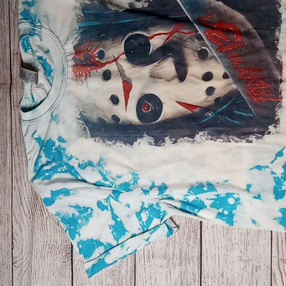 Hand Bleached Jason Voorhees Unisex Tie Dye Tee - Picture 4 of 6